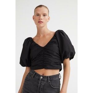 Elegant Black Puff Sleeve Top